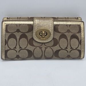 Coach Turnlock Gold Signature C Wallet